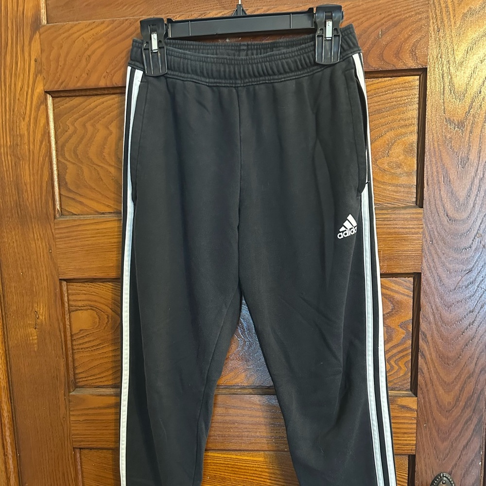 Adidas Black Joggers with White Accents